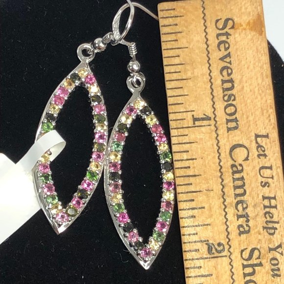 Teardrop Gemstone Earrings Sterling Silver Dangle - Picture 12 of 12